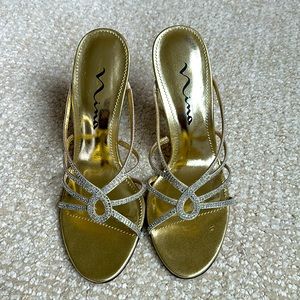 Nina gold beaded stilettos